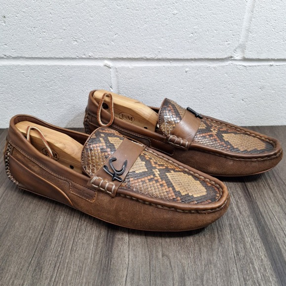 Franco Cuadra Mens Brown Python Suede Leather Driving Loafers Made in Mexico 9.5 - Picture 2 of 11